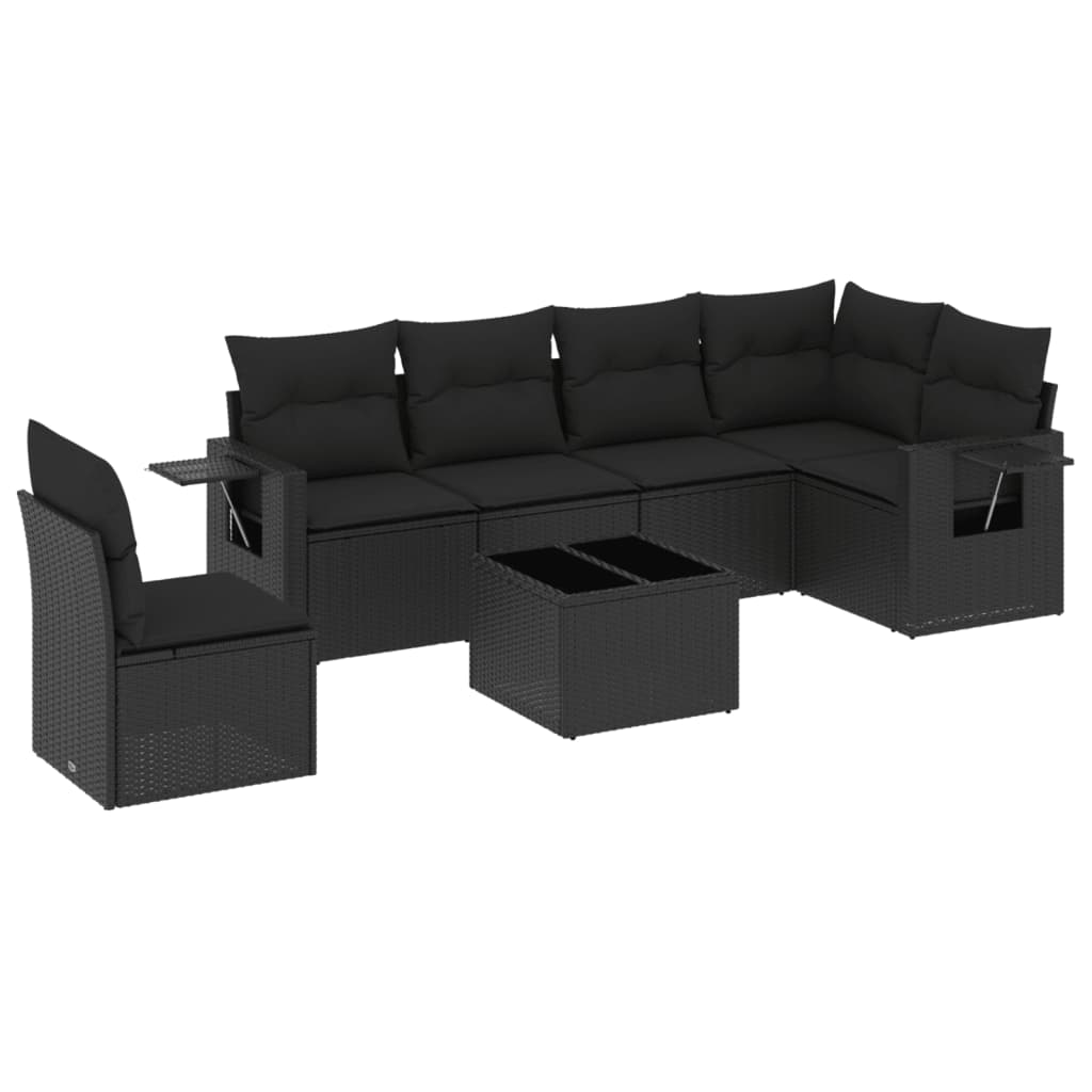 Set Divani da Giardino con Cuscini 7pz Nero Polyrattan 3252572