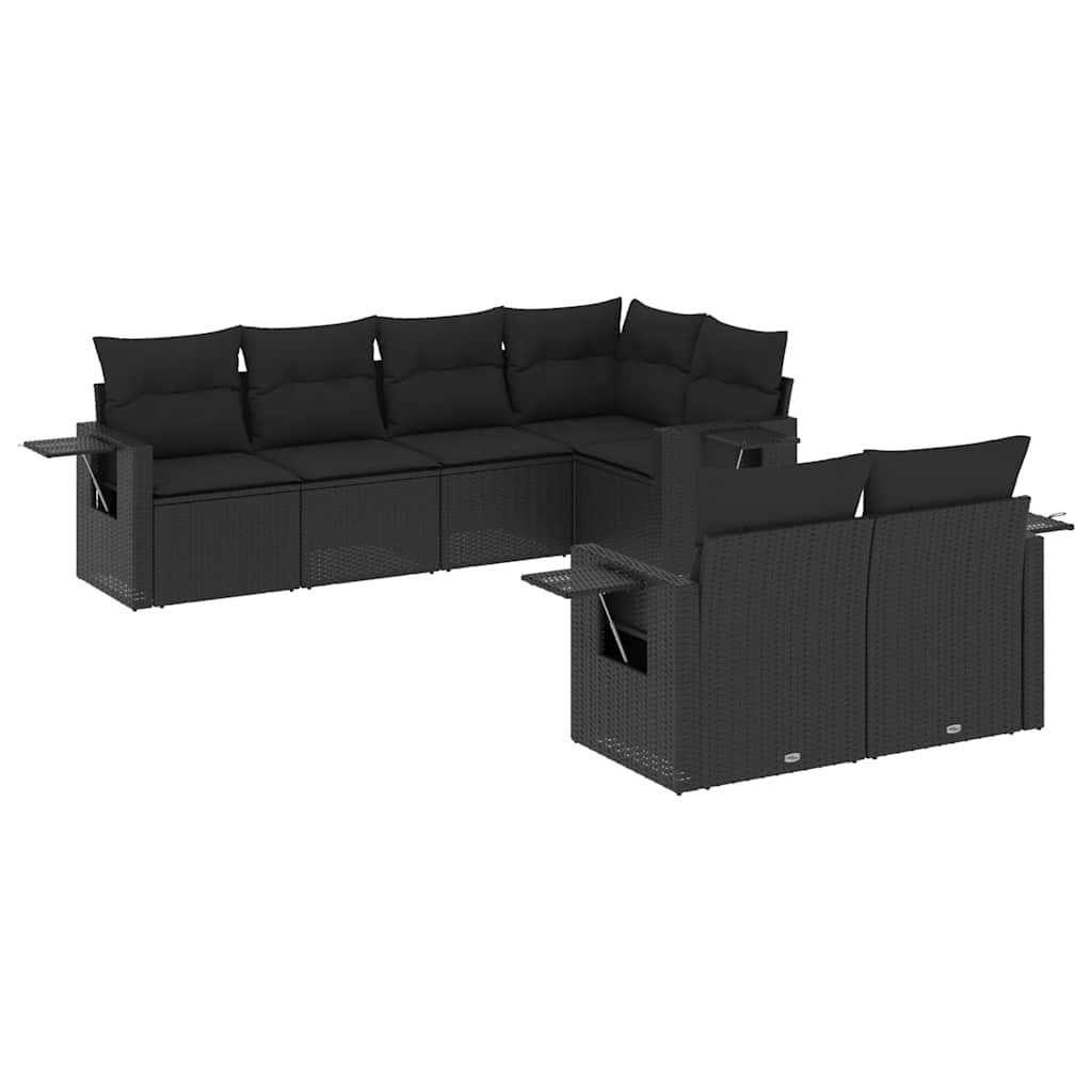 Set Divani da Giardino con Cuscini 7pz Nero Polyrattan 3252742