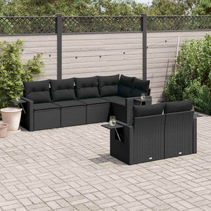 Set Divani da Giardino con Cuscini 7pz Nero Polyrattan 3252742