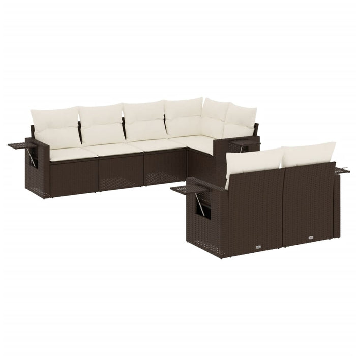 Set Divani da Giardino 7 pz con Cuscini Marrone in Polyrattan 3252750