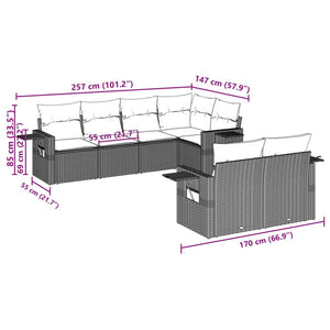 Set Divani da Giardino 7 pz con Cuscini Marrone in Polyrattan 3252750