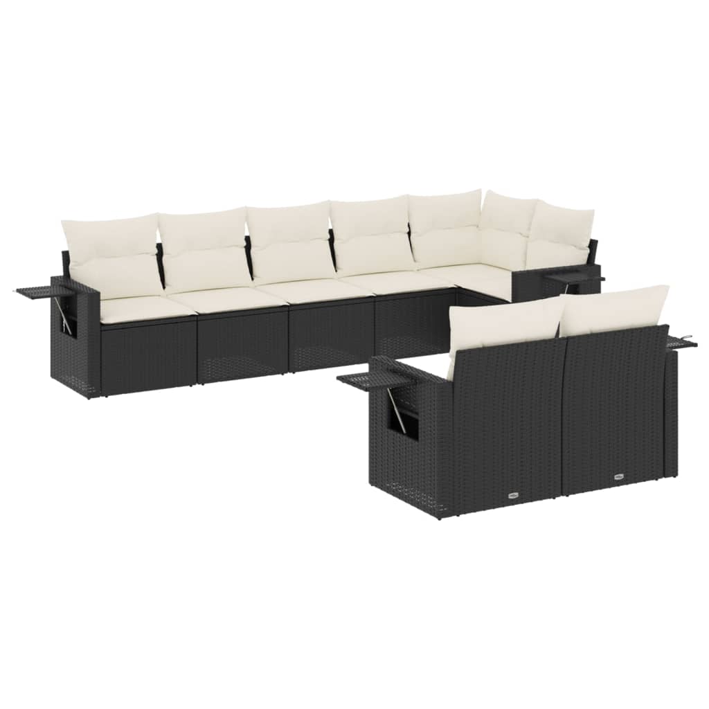 Set Divani da Giardino con Cuscini 8 pz Nero in Polyrattan 3252753