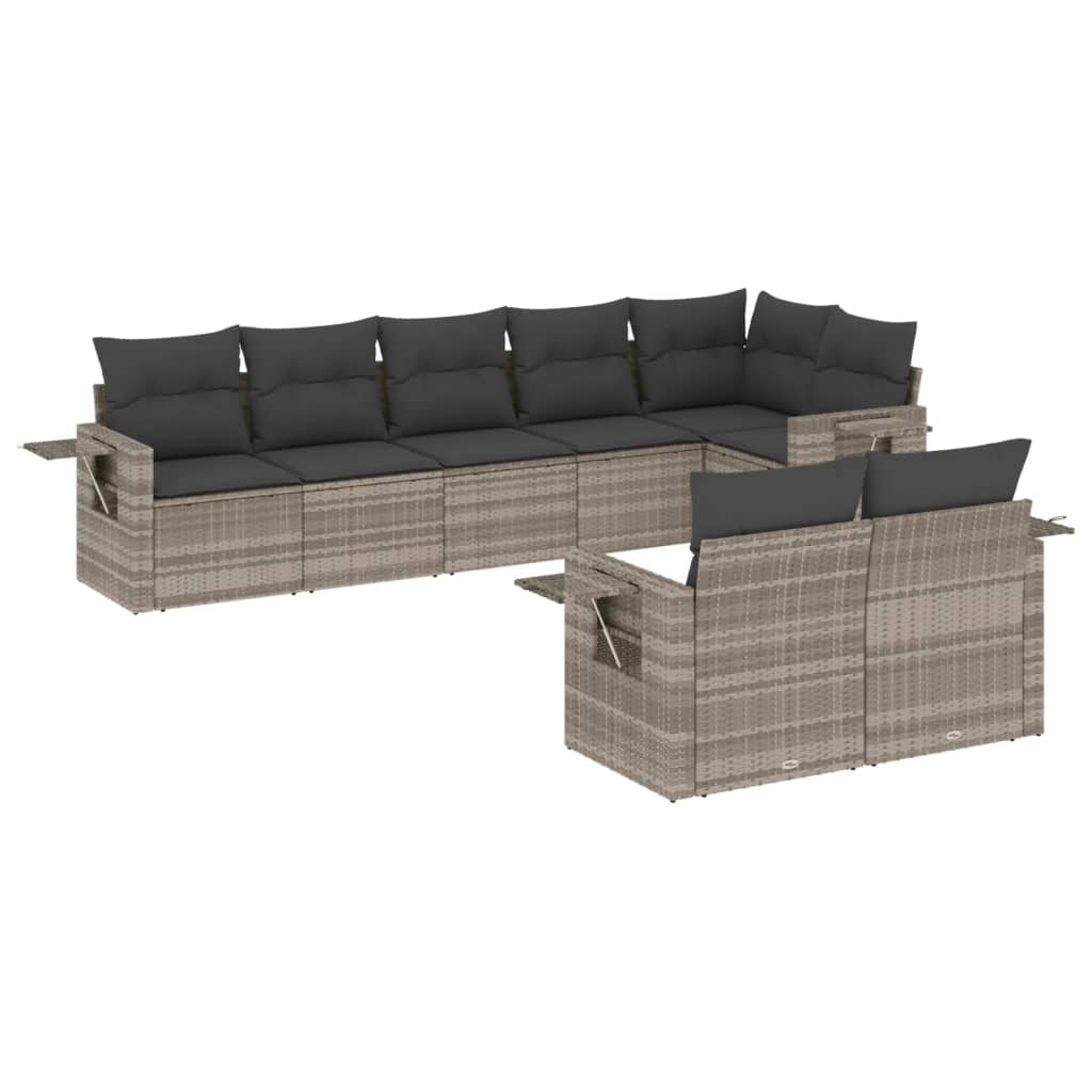 Set Divano da Giardino 8pz con Cuscini Grigio Chiaro Polyrattan 3252759