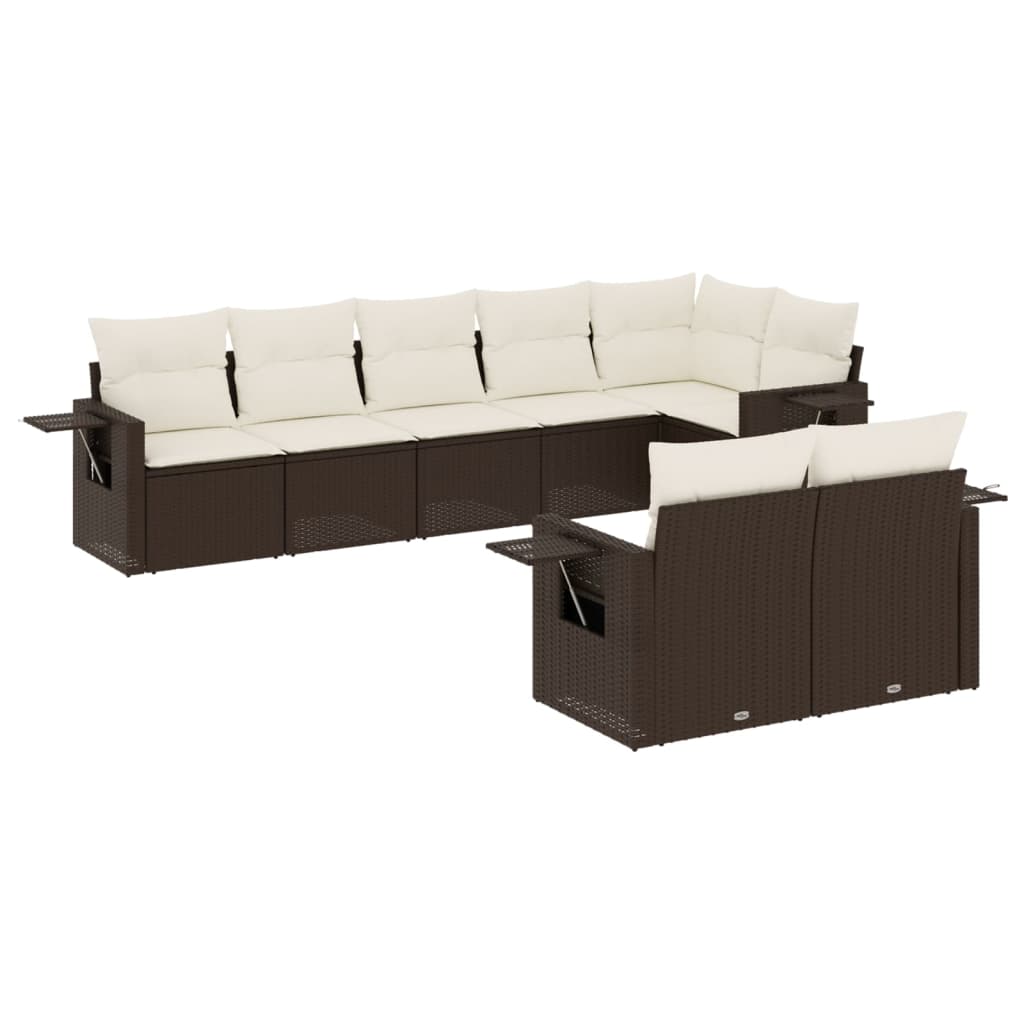 Set Divani da Giardino 8 pz con Cuscini Marrone in Polyrattan 3252760