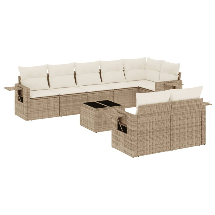 Set Divano da Giardino 9 pz con Cuscini Beige in Polyrattancod mxl 92218