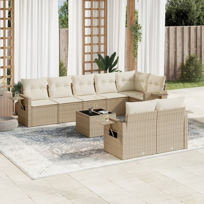 Set Divano da Giardino 9 pz con Cuscini Beige in Polyrattancod mxl 92218