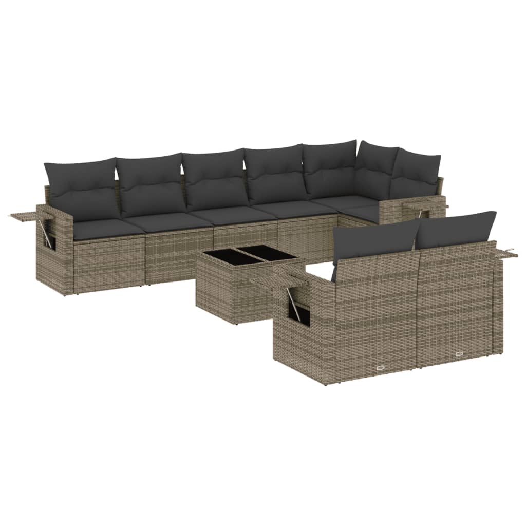 Set Divano da Giardino 9 pz con Cuscini Grigio in Polyrattancod mxl 92217