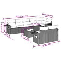 Set Divano da Giardino 9 pz con Cuscini Grigio in Polyrattancod mxl 92217