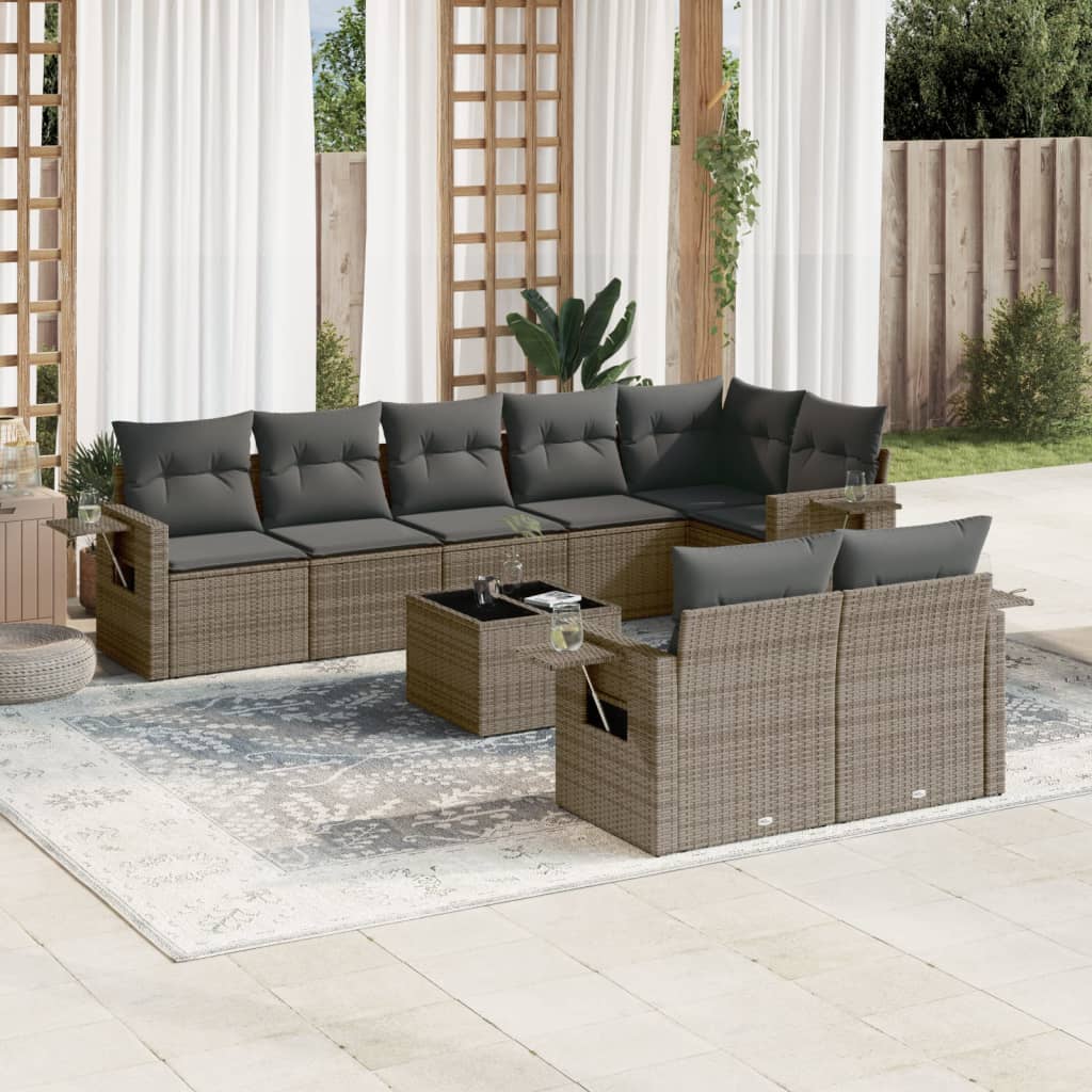 Set Divano da Giardino 9 pz con Cuscini Grigio in Polyrattancod mxl 92217