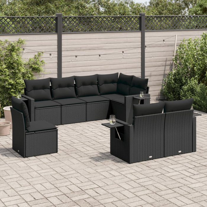 Set Divani da Giardino con Cuscini 8 pz Nero in Polyrattancod mxl 112396