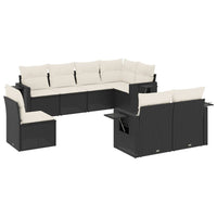 Set Divani da Giardino con Cuscini 8 pz Nero in Polyrattan 3252773