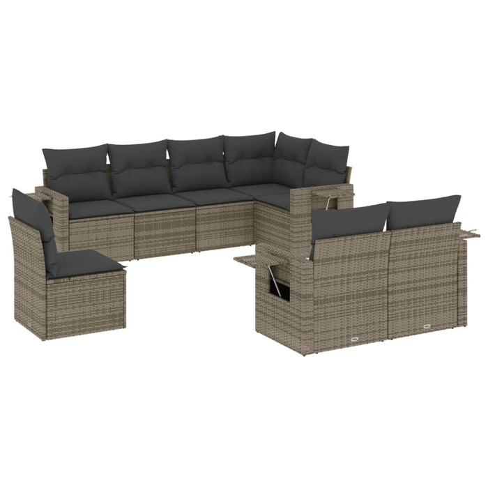 Set Divano da Giardino 8 pz con Cuscini Grigio in Polyrattan 3252777