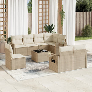 Set Divano da Giardino 9 pz con Cuscini Beige in Polyrattancod mxl 112397