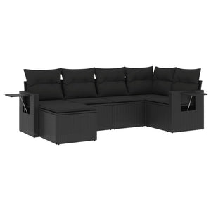 Set Divano da Giardino 6 pz con Cuscini Nero in Polyrattancod mxl 88380