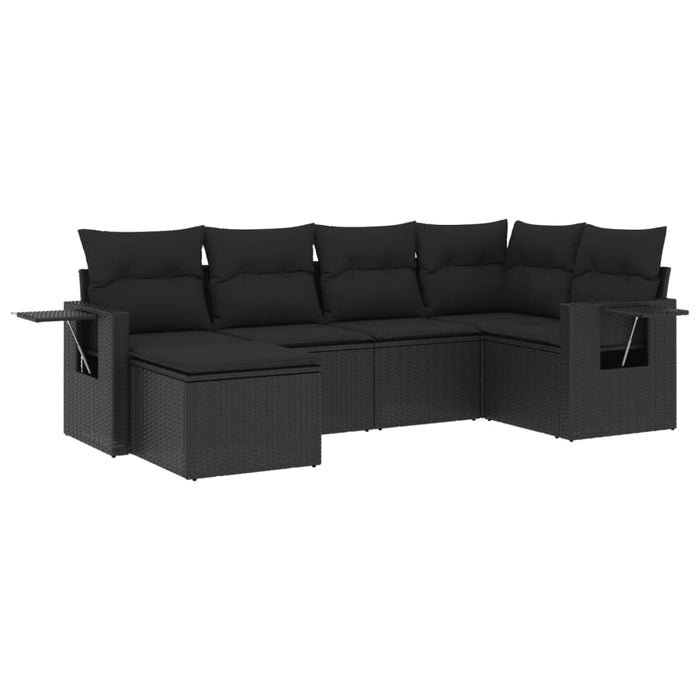 Set Divano da Giardino 6 pz con Cuscini Nero in Polyrattancod mxl 88380