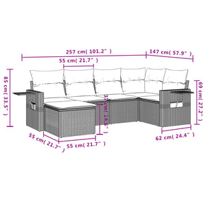 Set Divano da Giardino 6 pz con Cuscini Nero in Polyrattancod mxl 88380