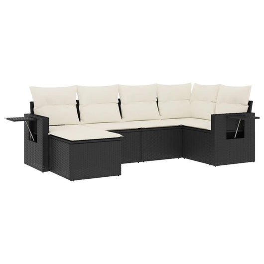 Set Divano da Giardino 6 pz con Cuscini Nero in Polyrattan 3252793