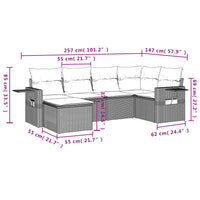 Set Divano da Giardino 6 pz con Cuscini Nero in Polyrattan 3252793