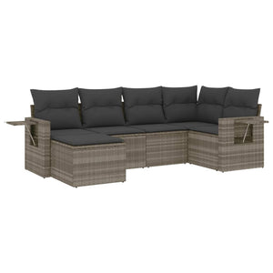 Set Divano da Giardino 6pz con Cuscini Grigio Chiaro Polyrattan 3252799