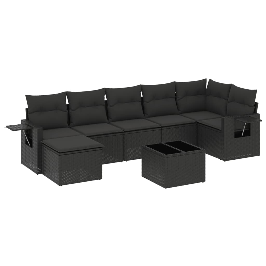 Set Divani da Giardino con Cuscini 8 pz Nero in Polyrattan 3252822