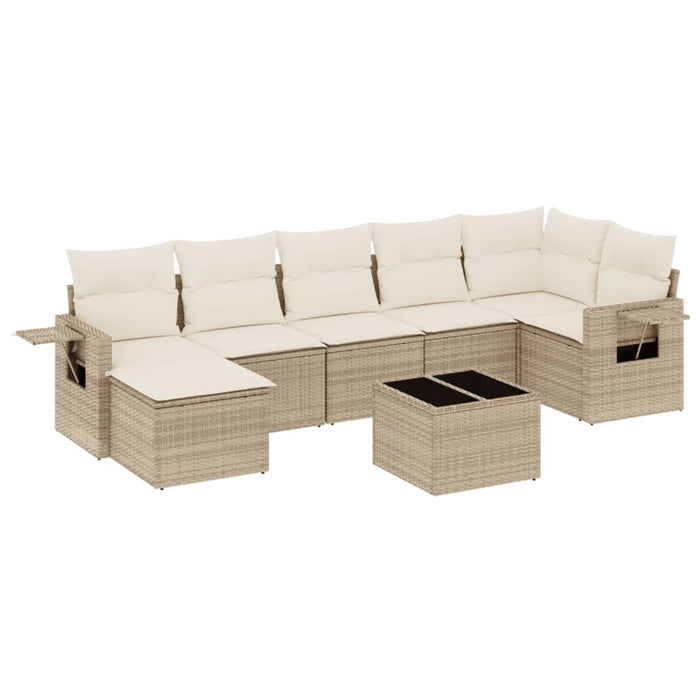 Set Divano da Giardino 8 pz con Cuscini Beige in Polyrattan 3252825