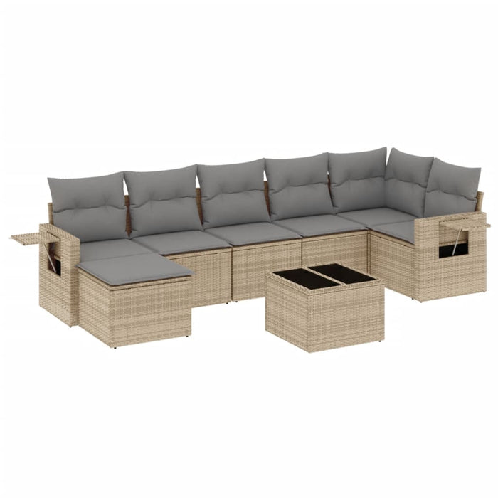 Set Divano da Giardino 8 pz con Cuscini Beige in Polyrattan 3252826