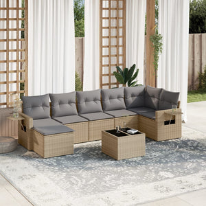 Set Divano da Giardino 8 pz con Cuscini Beige in Polyrattan 3252826