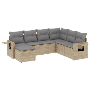 Set Divani da Giardino 7 pz con Cuscini Beige in Polyrattancod mxl 114858