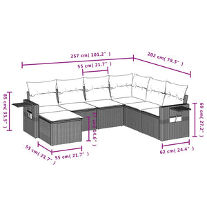 Set Divani da Giardino 7 pz con Cuscini Grigio in Polyrattan 3252837