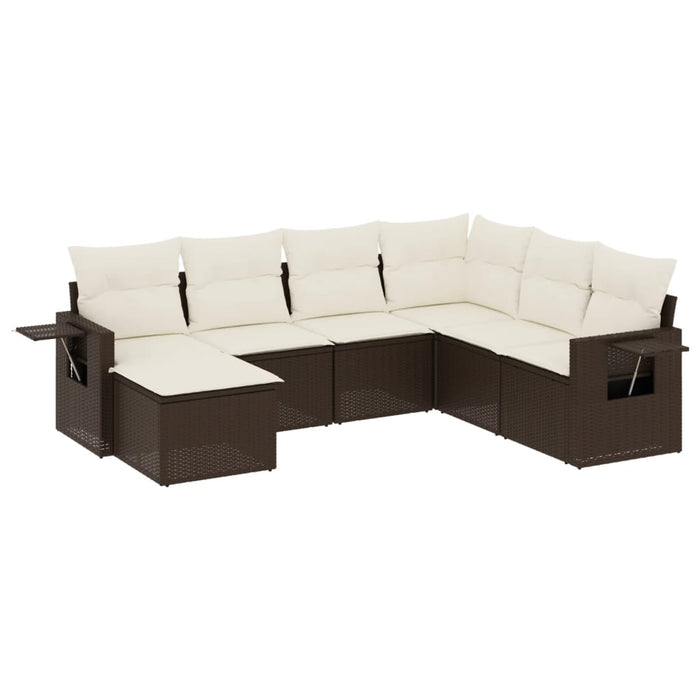 Set Divani da Giardino 7 pz con Cuscini Marrone in Polyrattan 3252840