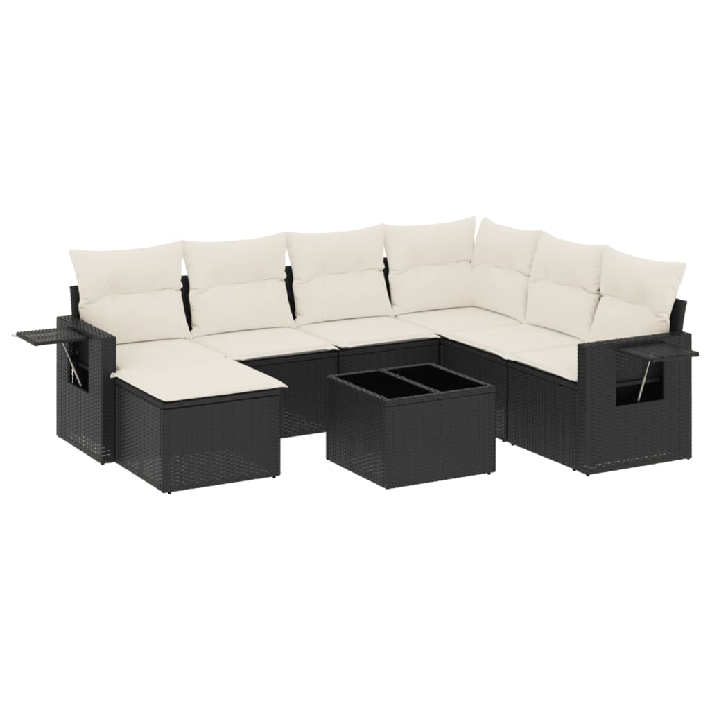 Set Divani da Giardino con Cuscini 8 pz Nero in Polyrattan 3252843