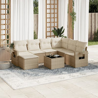 Set Divano da Giardino 8 pz con Cuscini Beige in Polyrattan 3252845