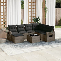 Set Divano da Giardino 8 pz con Cuscini Grigio in Polyrattan 3252847