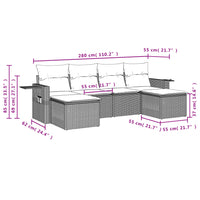 Set Divano da Giardino 6 pz con Cuscini Nero in Polyrattan 3252853