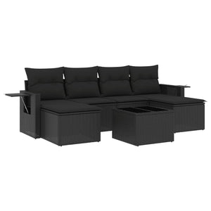 Set Divani da Giardino con Cuscini 7pz Nero Polyrattancod mxl 112862