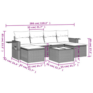 Set Divani da Giardino con Cuscini 7pz Nero Polyrattancod mxl 112862