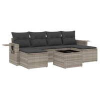 Set Divani da Giardino 7pz con Cuscini Grigio Chiaro Polyrattan 3252869