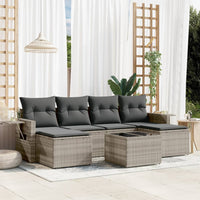 Set Divani da Giardino 7pz con Cuscini Grigio Chiaro Polyrattan 3252869