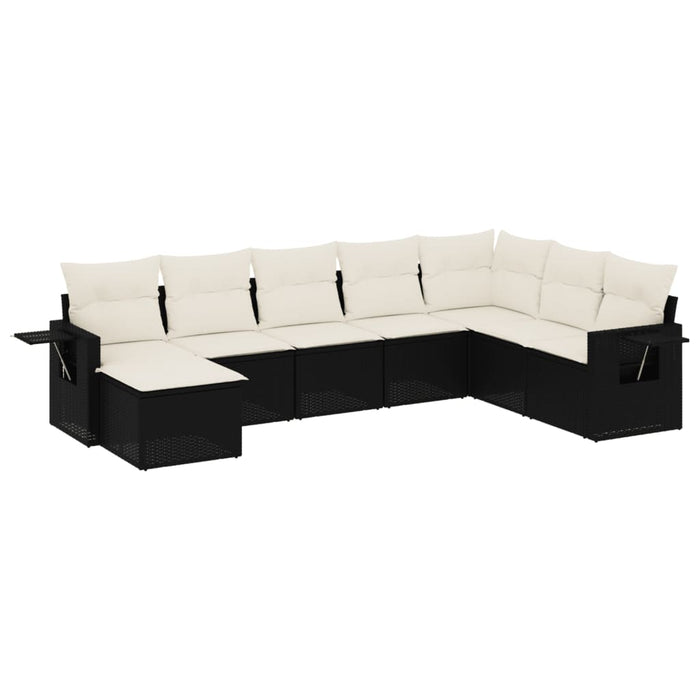 Set Divani da Giardino con Cuscini 8 pz Nero in Polyrattan 3252893