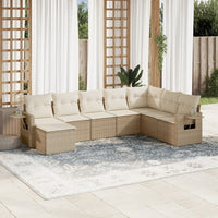 Set Divano da Giardino 8 pz con Cuscini Beige in Polyrattancod mxl 114158