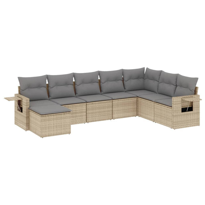 Set Divano da Giardino 8 pz con Cuscini Beige in Polyrattan 3252896