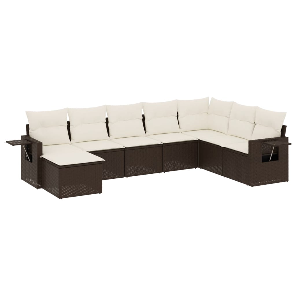 Set Divani da Giardino 8 pz con Cuscini Marrone in Polyrattan 3252900