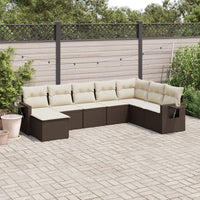 Set Divani da Giardino 8 pz con Cuscini Marrone in Polyrattan 3252900