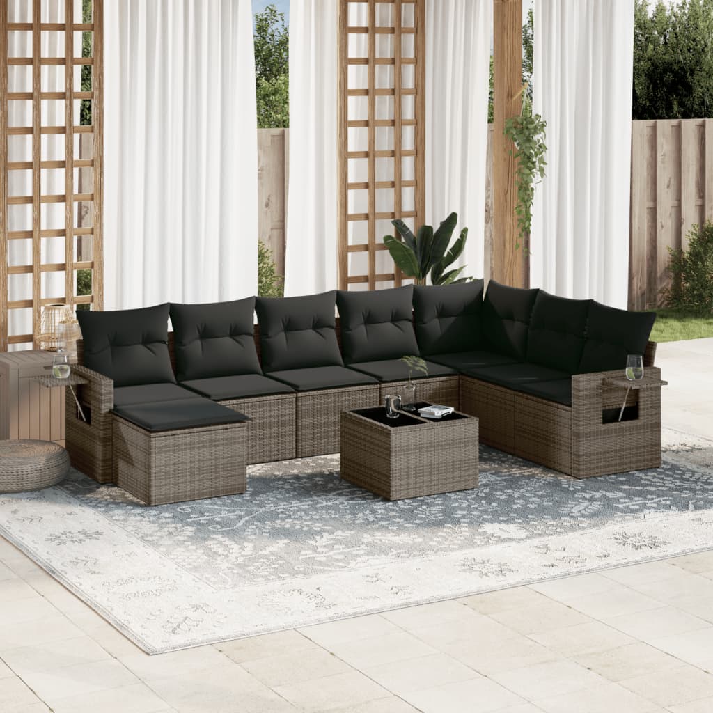 Set Divano da Giardino 9 pz con Cuscini Grigio in Polyrattancod mxl 92220