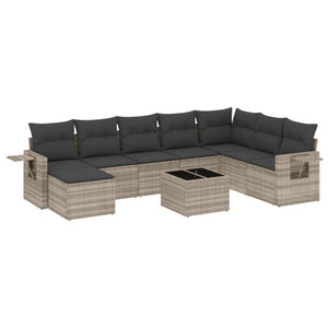 Set Divano da Giardino 9pz con Cuscini Grigio Chiaro Polyrattan 3252909