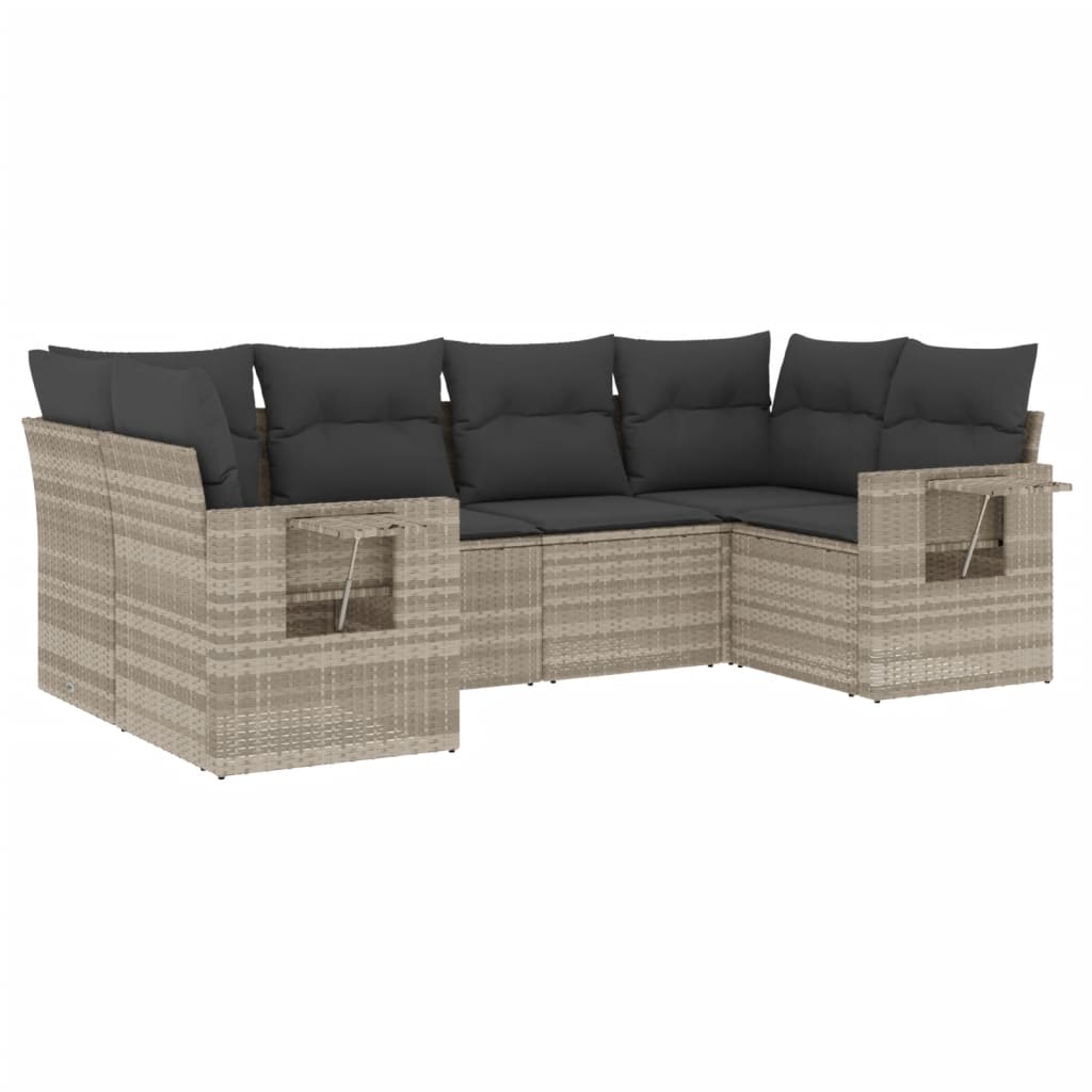 Set Divano da Giardino 6pz con Cuscini Grigio Chiaro Polyrattan 3252919