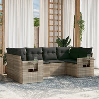 Set Divano da Giardino 6pz con Cuscini Grigio Chiaro Polyrattan 3252919