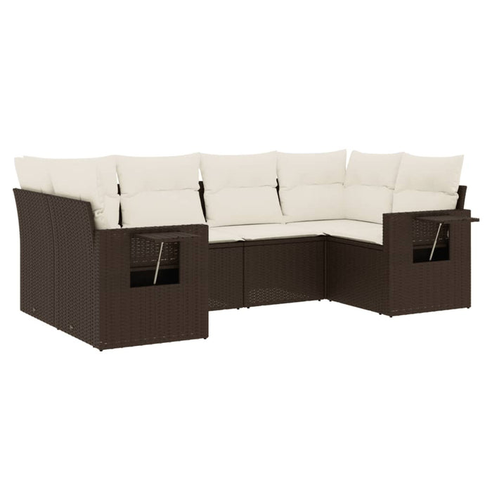 Set Divano da Giardino 6 pz con Cuscini Marrone in Polyrattan 3252920