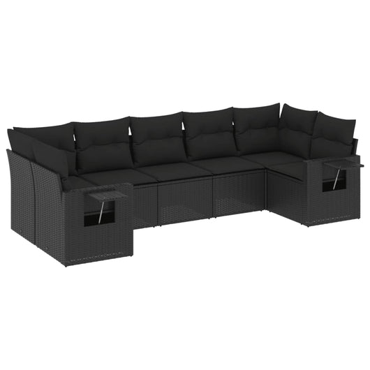 Set Divani da Giardino con Cuscini 7pz Nero Polyrattan 3252922