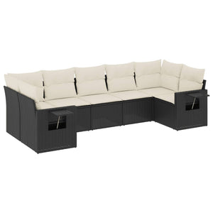 Set Divani da Giardino con Cuscini 7pz Nero Polyrattan 3252923